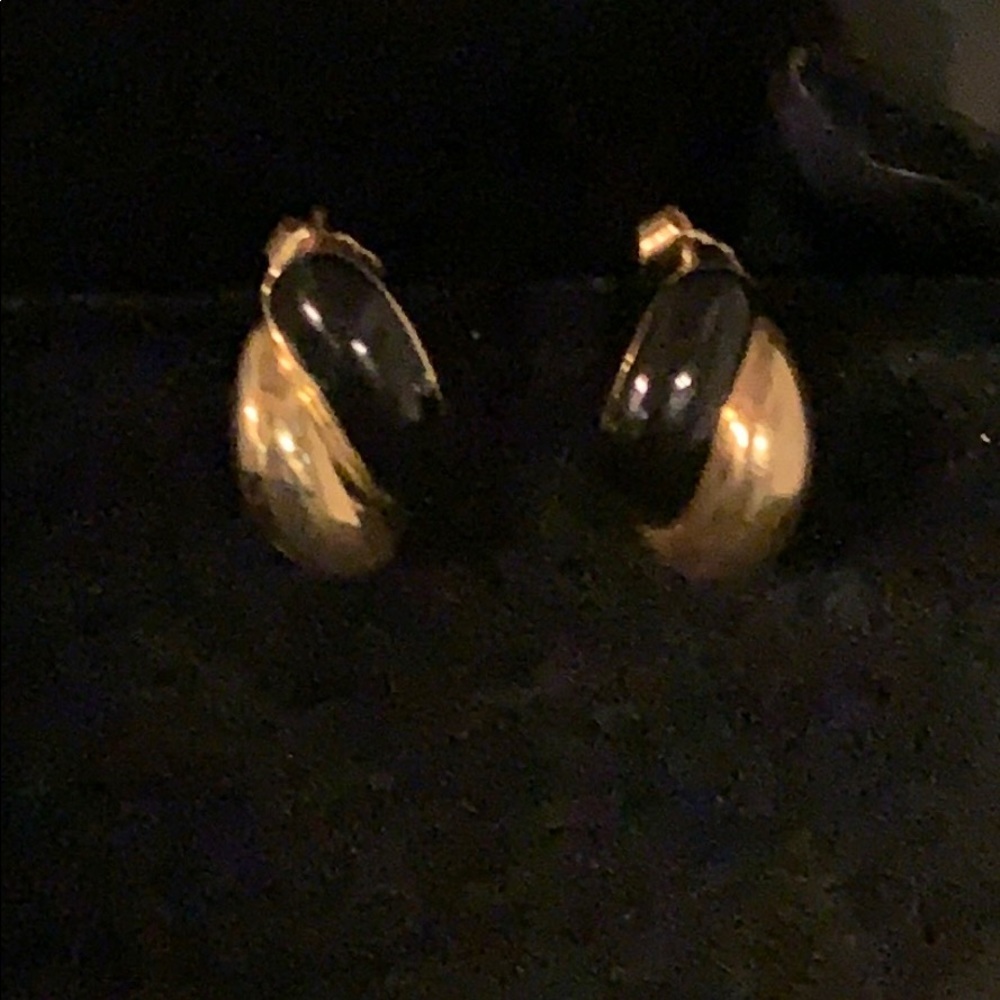 Gold Tone and Black Vintage Post Earrings